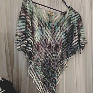 One World XL Shawl | Semi-Sheer | Blue and Purple